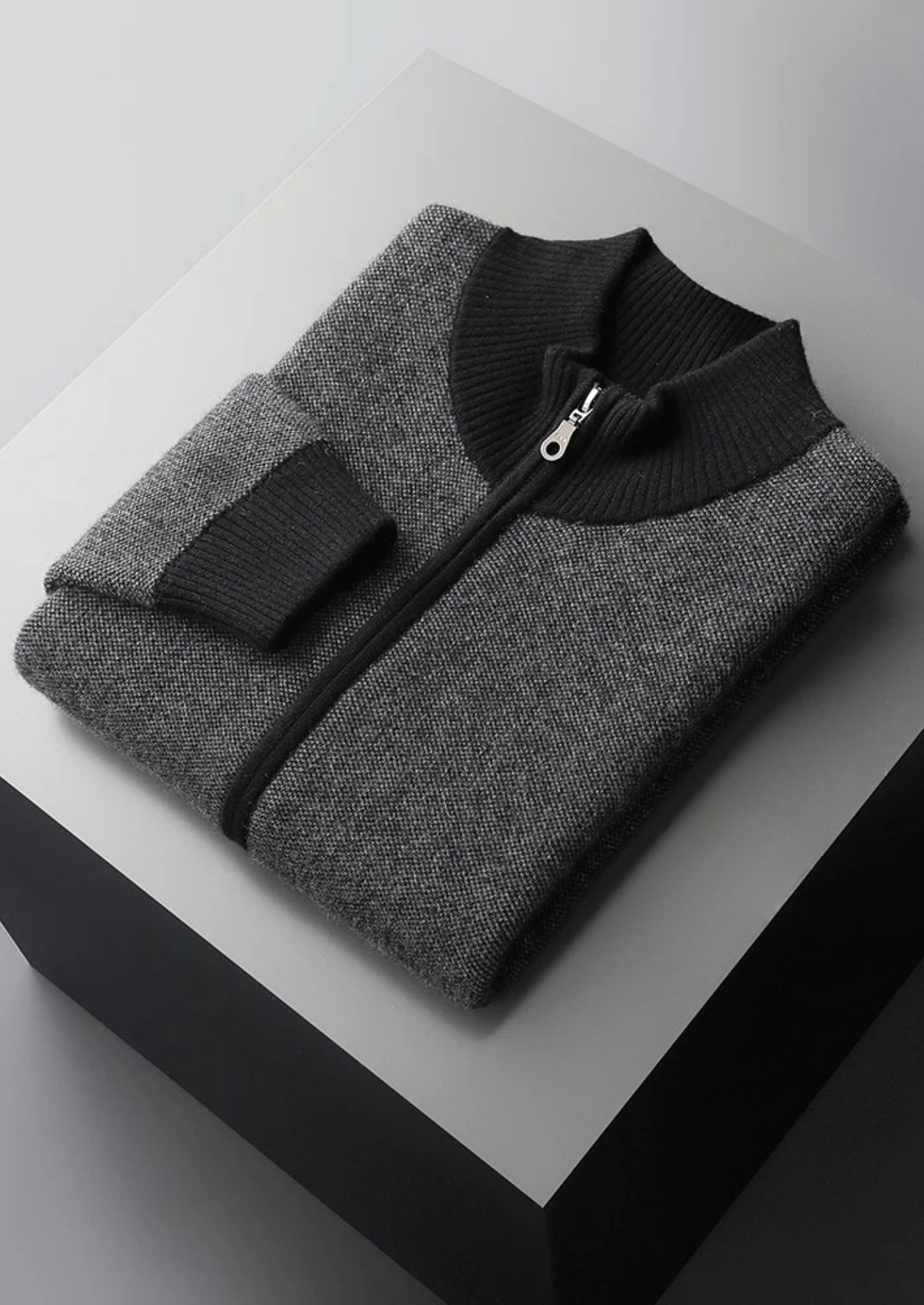 100% Cashmere Jacquard Zip Cardigan – Hypoallergenic | Woven Luxury | ASCENDARY®