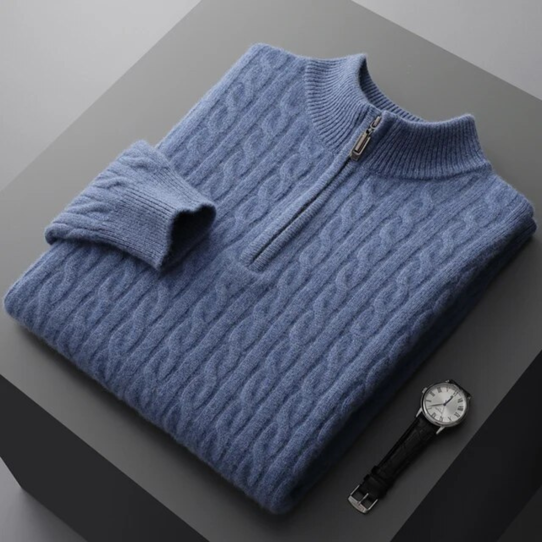 100% Cashmere Woven Half-Zip Sweater – ASCENDARY®