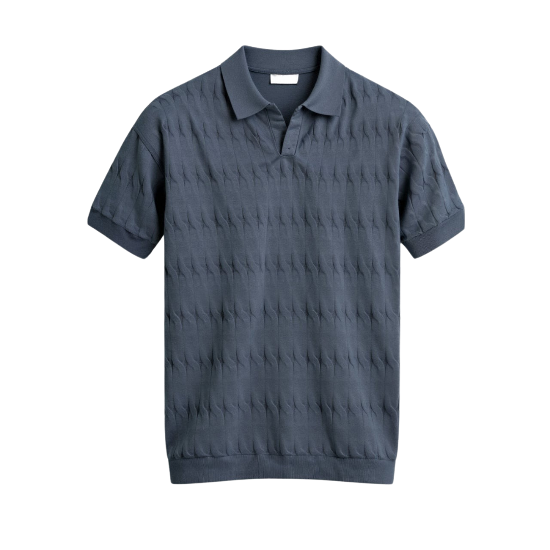 Premium V-Neck Cable Knit Polo – Skin-Soft | Luxury Texture | ASCENDARY®