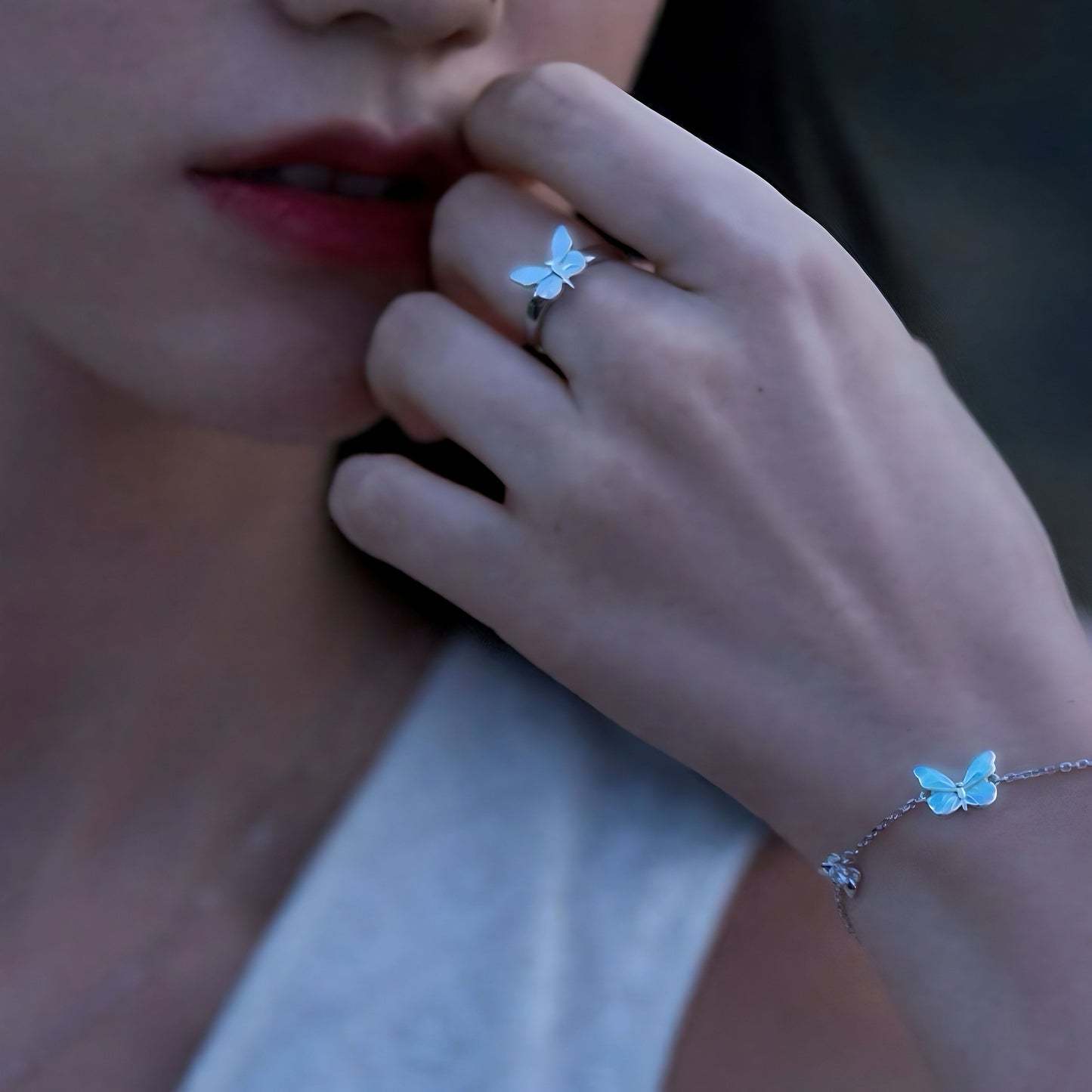 Midnight Butterfly Glow Ring