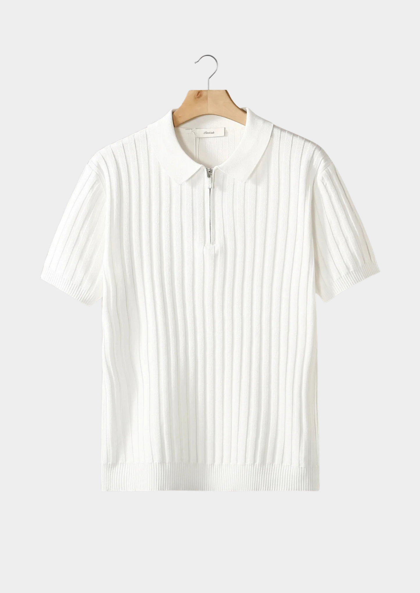 Men's Ribbed Zipper Polo Shirt – White – ASCENDARY®