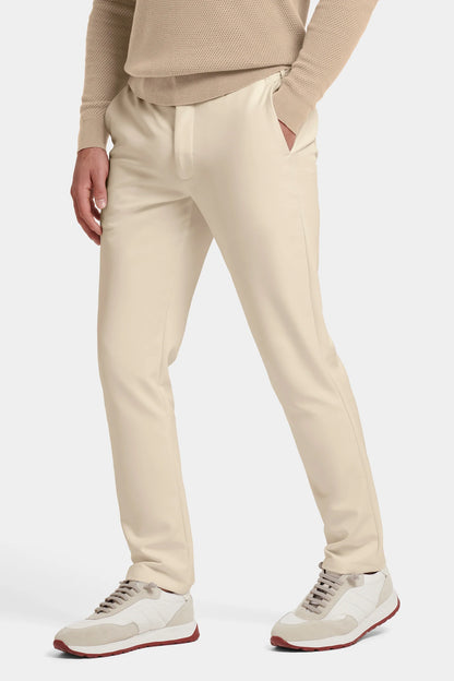 Men's Cream Tech Trousers – 4-Way Stretch Performance | ASCENDARY UK