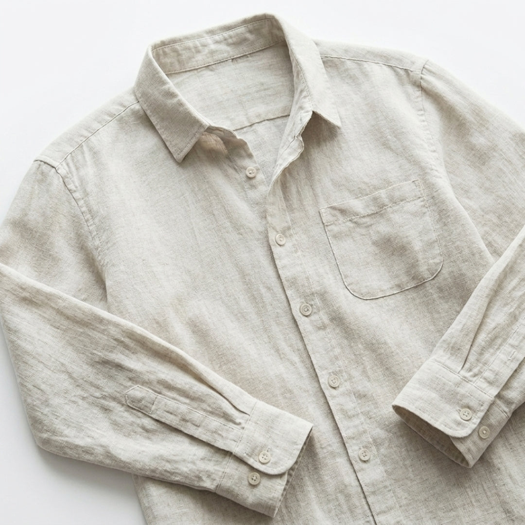 Cannes Linen Shirt – Long Sleeve | Hypoallergenic | Skin-Soft Linen | ASCENDARY®