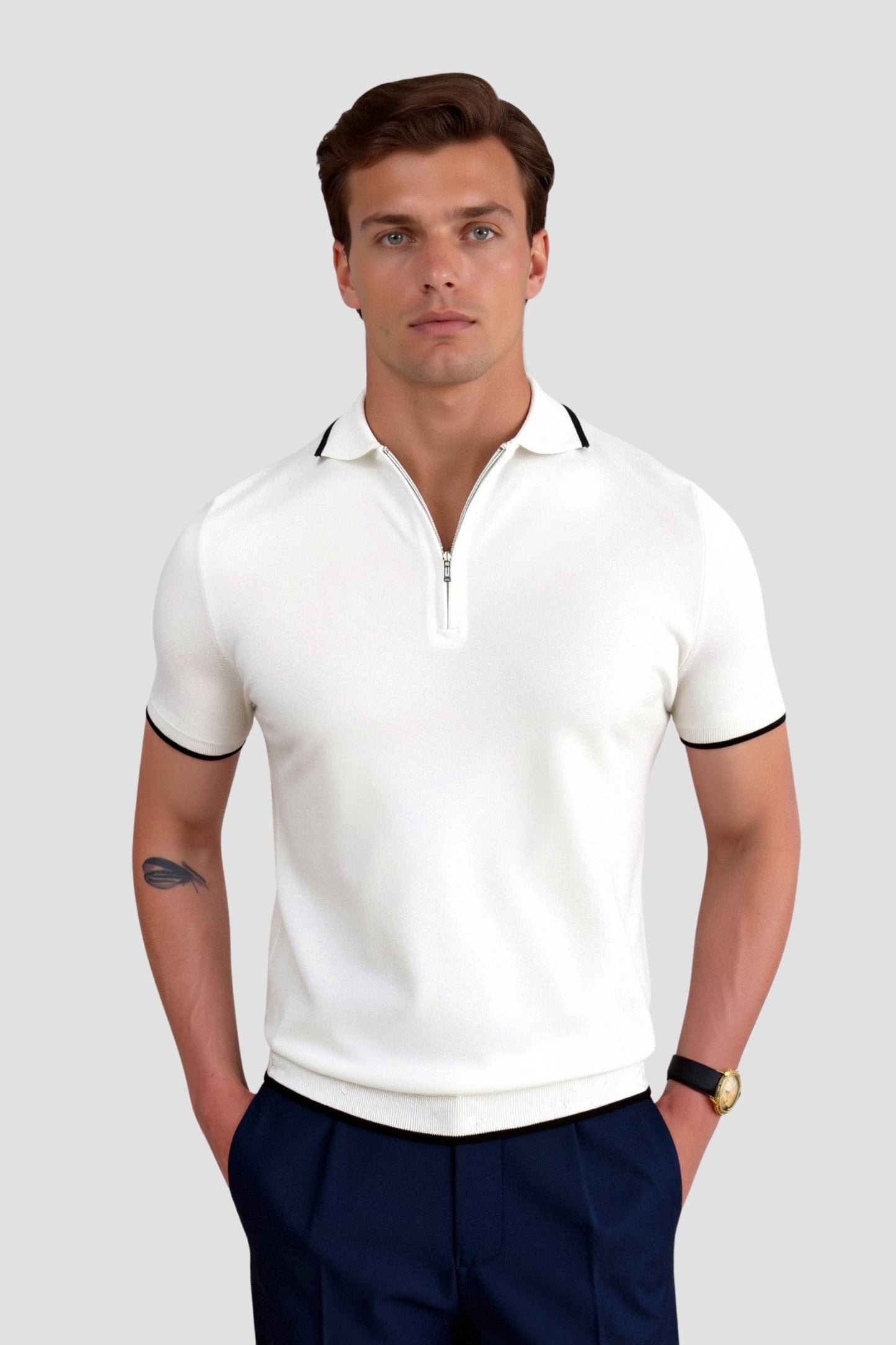 Knitted Quarter Zip Golf Polo – Skin-Soft | Premium Knit | ASCENDARY®