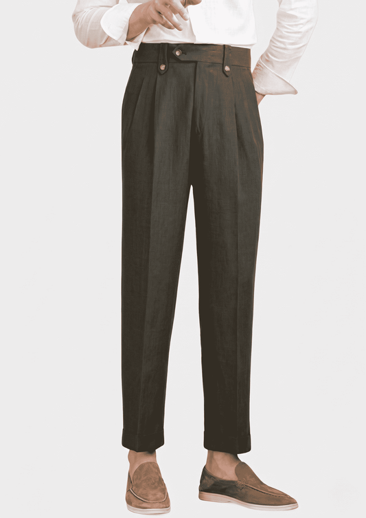 Cagliari Pleated Coastal Trousers – Olive | Relaxed Tailored Fit | ASCENDARY®