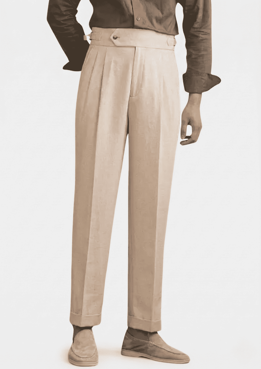 Napoli Pleated Coastal Trousers – Sand | Smart Summer Chinos | ASCENDARY®