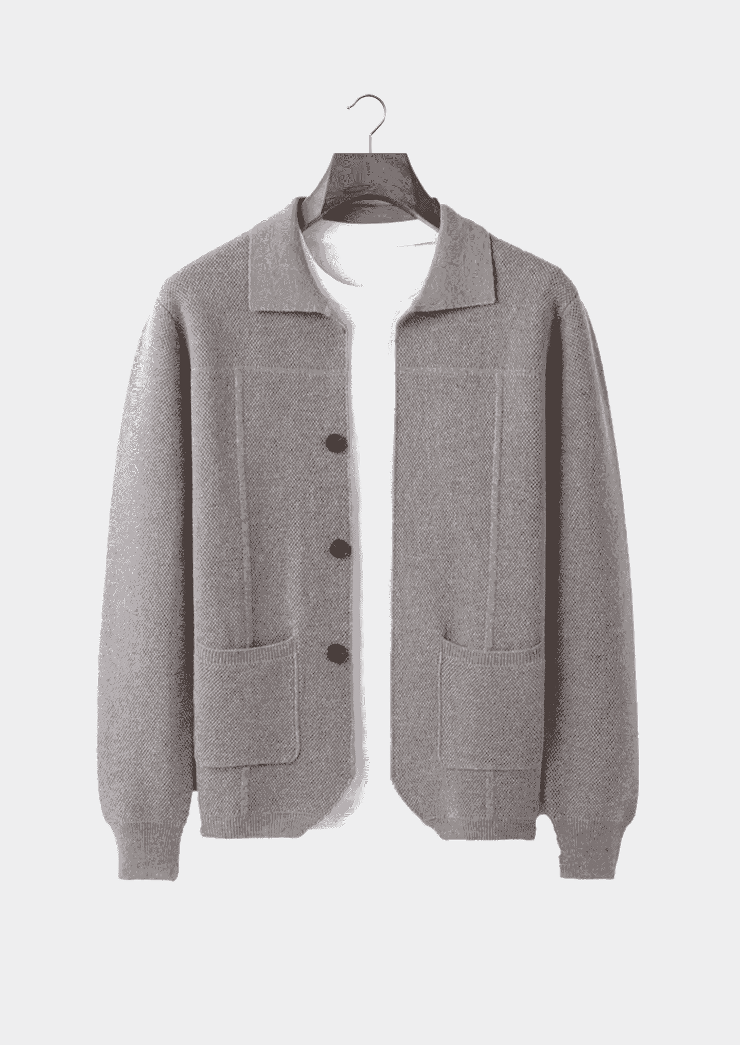 PURE EXTRA-FINE MERINO WOOL BUTTON OVERSHIRT