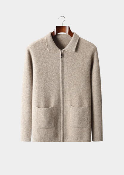 Men's 100% Cashmere Zip-Through Cardigan – Luxury Knitwear – ASCENDARY®