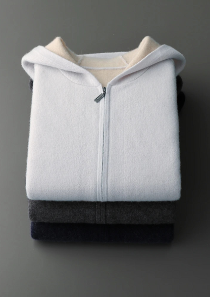 Men's 100% Cashmere Two-Tone Zip Hoodie – Luxury Knitwear – ASCENDARY®