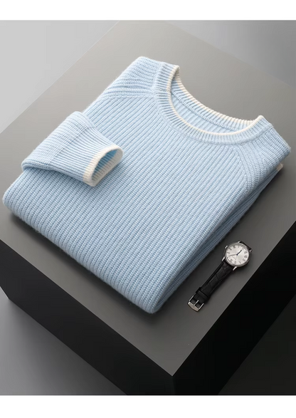 Men's Extra-Fine Merino Wool Two-Tone Crewneck Sweater – ASCENDARY®