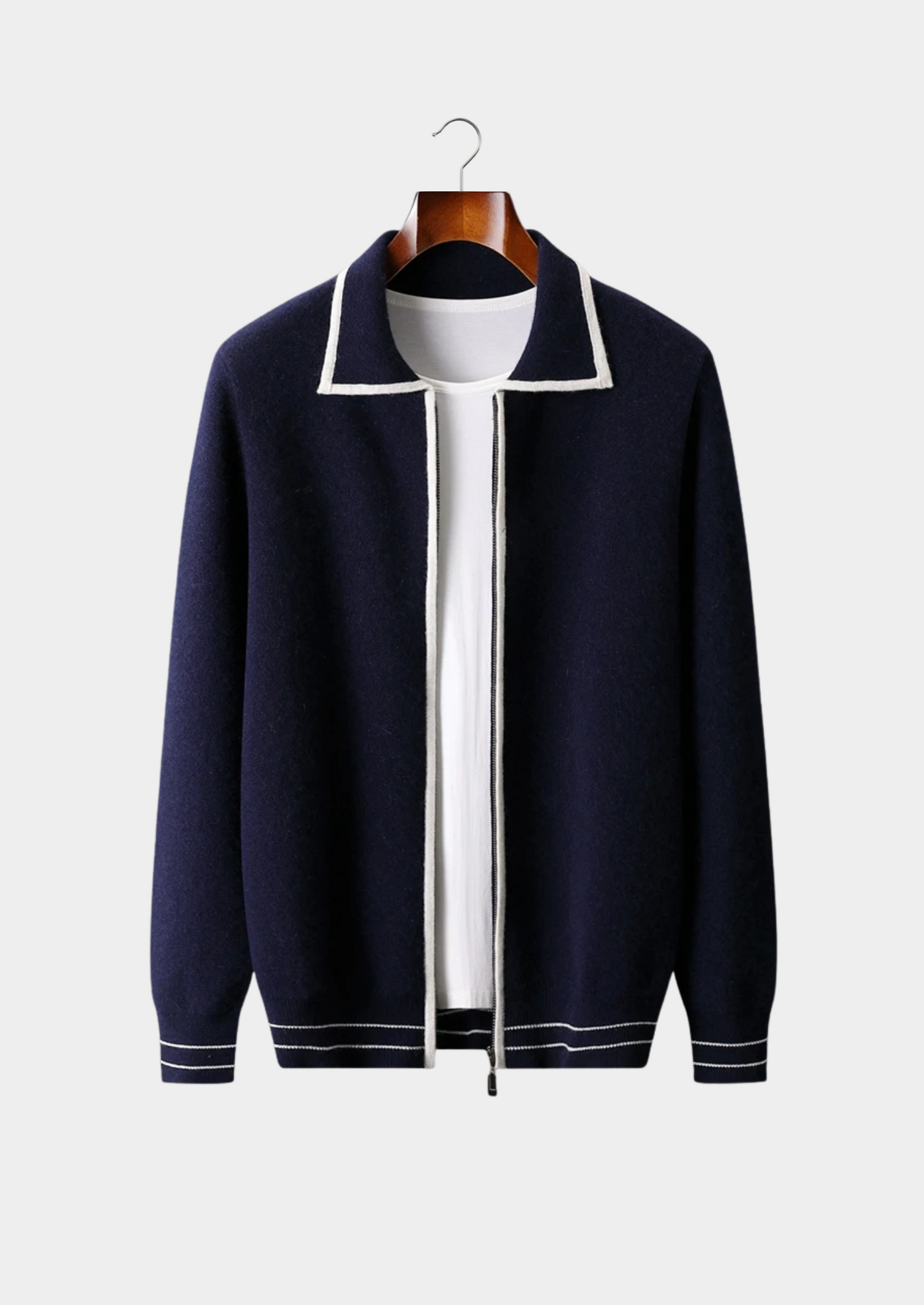 Men's Extra-Fine Merino Wool Two-Tone Polo Cardigan – ASCENDARY®