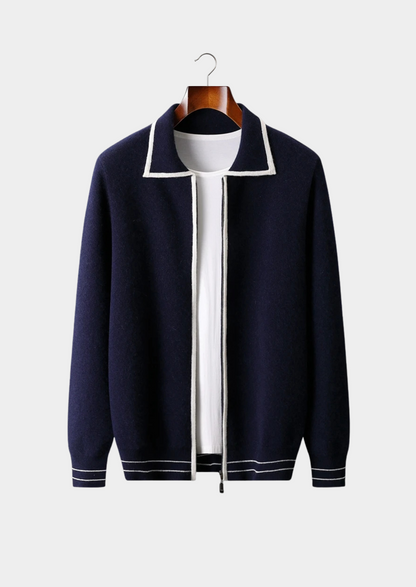 Men's Extra-Fine Merino Wool Two-Tone Polo Cardigan – ASCENDARY®