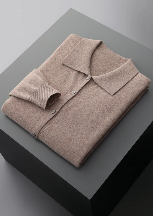 100% Cashmere Polo Cardigan – Hypoallergenic | Open-Front Luxury | ASCENDARY®