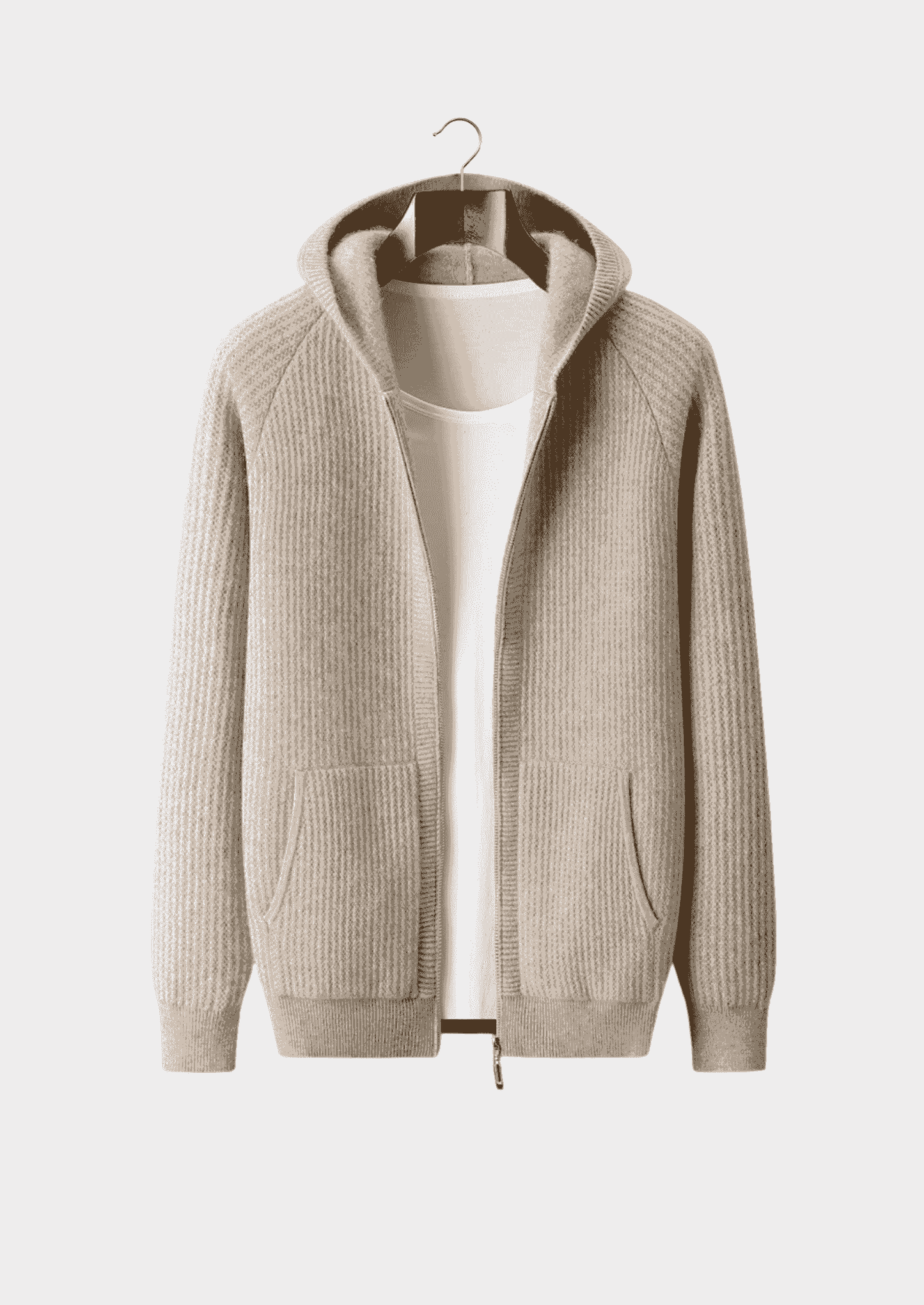 Men's Ribbed Merino Wool Zip Hoodie – Slim Fit Knitwear – ASCENDARY®