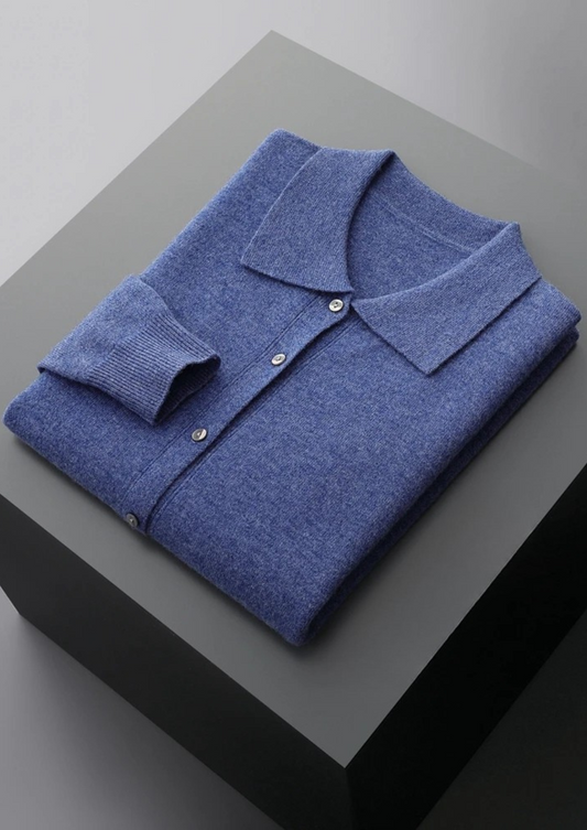 100% Cashmere Polo Cardigan – Hypoallergenic | Open-Front Luxury | ASCENDARY®