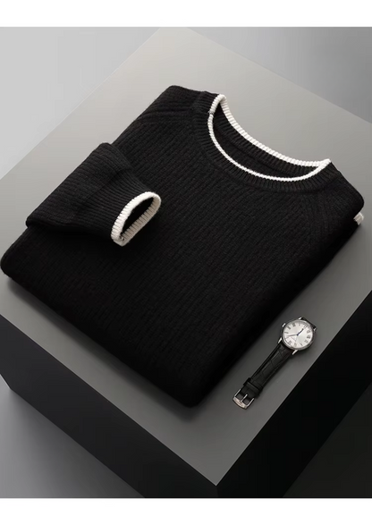 Men's Extra-Fine Merino Wool Two-Tone Crewneck Sweater – ASCENDARY®