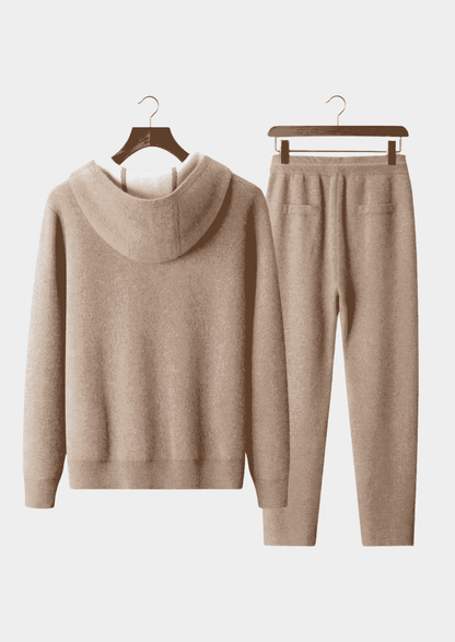 Men's 100% Cashmere Leisure Set – Beige – Hoodie & Joggers – ASCENDARY®