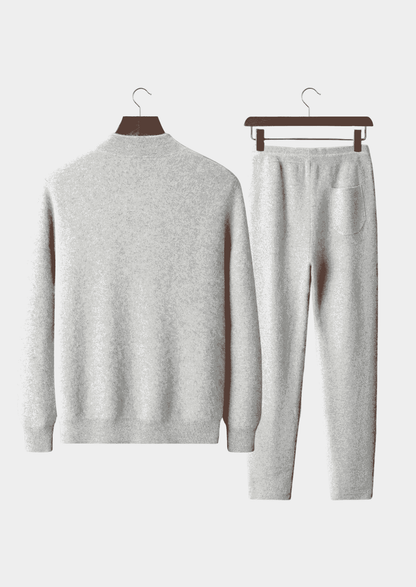 Men's 100% Cashmere Leisure Set – Light Gray – Hoodie & Joggers – ASCENDARY®