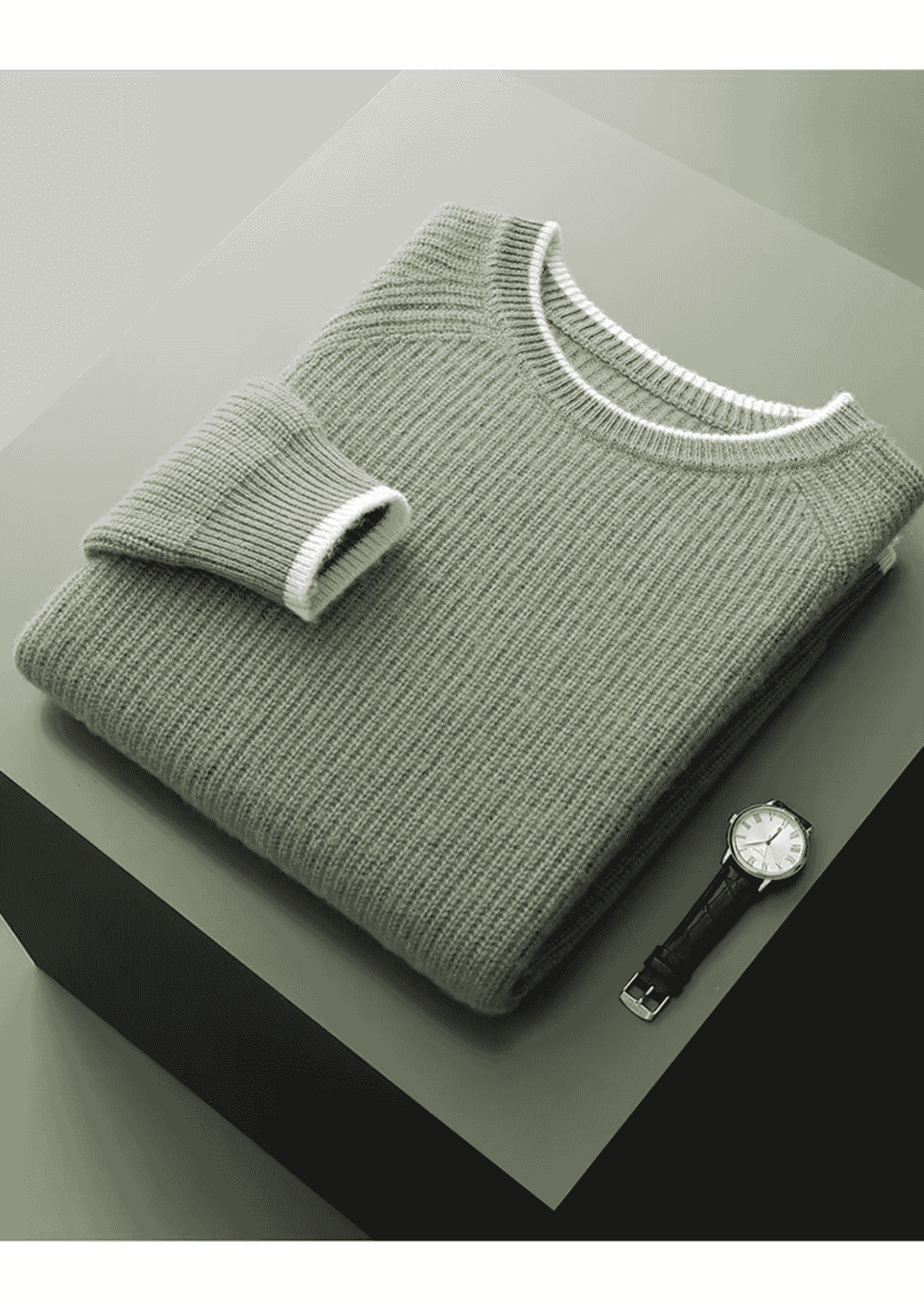 Men's Extra-Fine Merino Wool Two-Tone Crewneck Sweater – ASCENDARY®