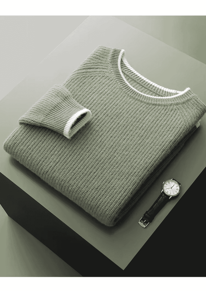 Men's Extra-Fine Merino Wool Two-Tone Crewneck Sweater – ASCENDARY®