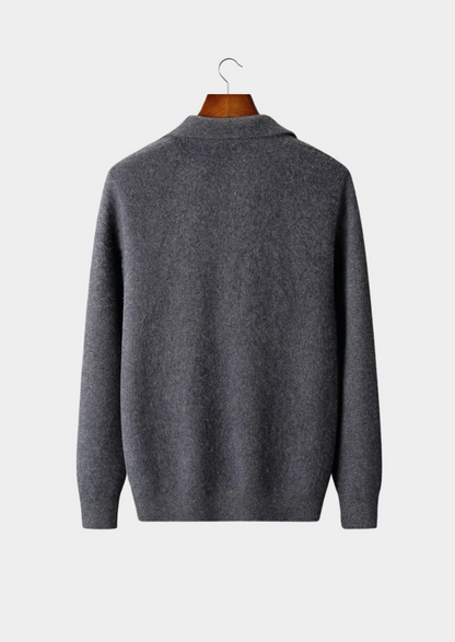 Men's 100% Cashmere Zip Polo Cardigan – Luxury Knitwear – ASCENDARY®