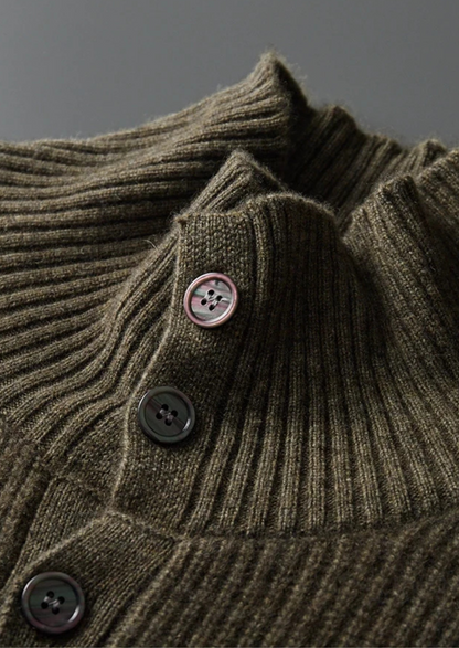 Men's 100% Cashmere Ribbed High-Collar Cardigan – Luxury Knitwear – ASCENDARY®