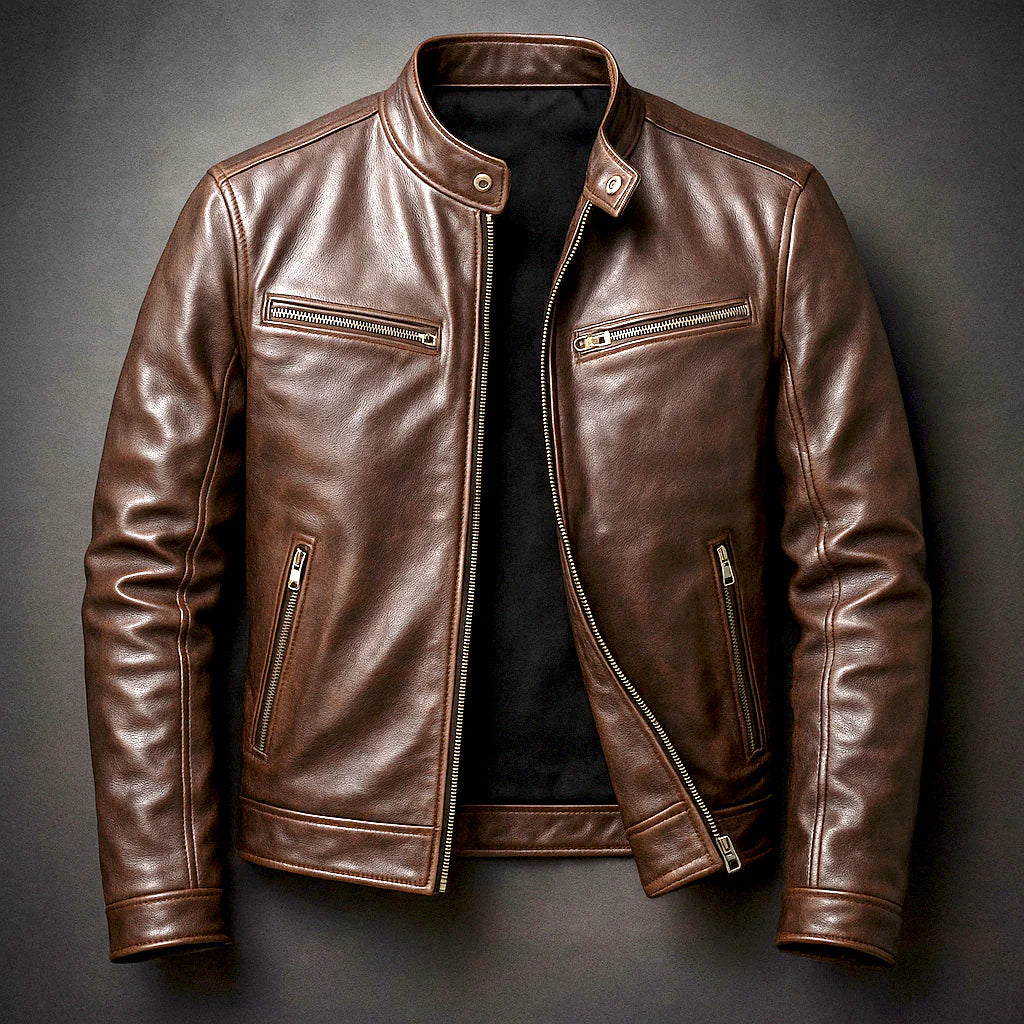 Aher Ascendary Vintage Biker Leather Jacket X2