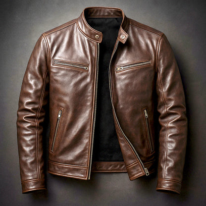 Aher Ascendary Vintage Biker Leather Jacket X2