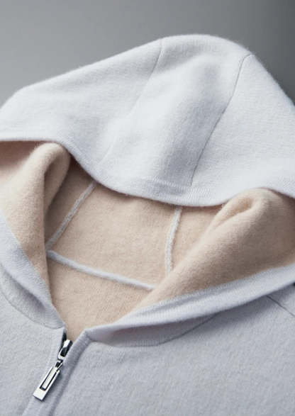 Men's 100% Cashmere Two-Tone Zip Hoodie – Luxury Knitwear – ASCENDARY®