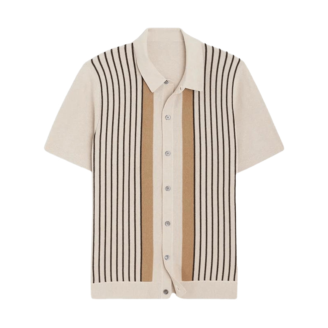 Polo with Buttons – Skin-Soft Fine Knit | Classic Stripe | ASCENDARY®