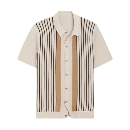 Polo with Buttons – Skin-Soft Fine Knit | Classic Stripe | ASCENDARY®