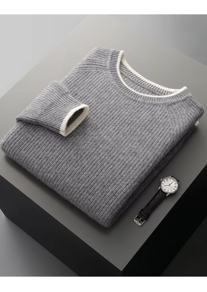 Men's Extra-Fine Merino Wool Two-Tone Crewneck Sweater – ASCENDARY®