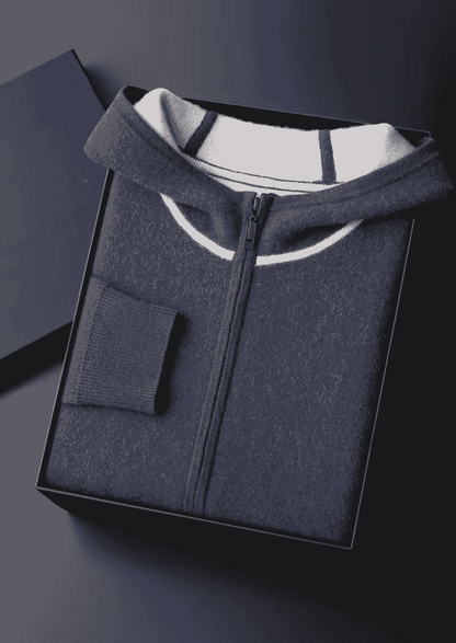 PREMIUM CASHMERE TWO TONE ZIPPER HOODIE