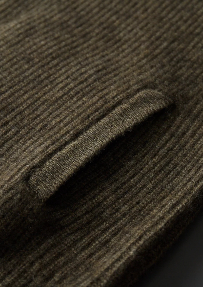 Men's 100% Cashmere Ribbed High-Collar Cardigan – Luxury Knitwear – ASCENDARY®