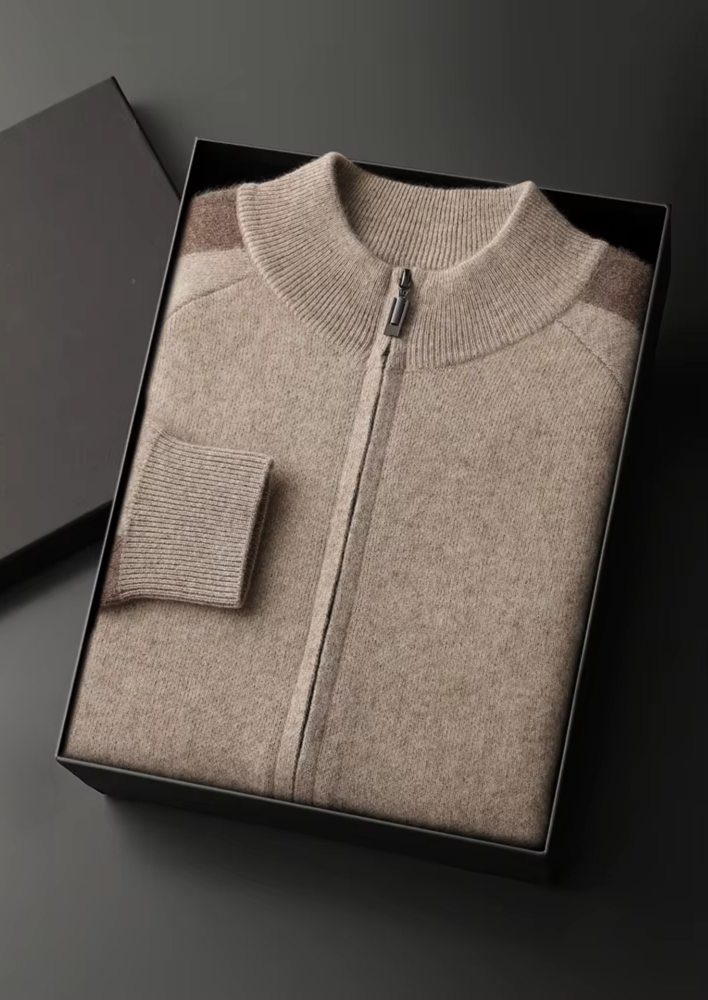 Men's 100% Cashmere Leisure Set – Sand – Zip Hoodie & Joggers – ASCENDARY®