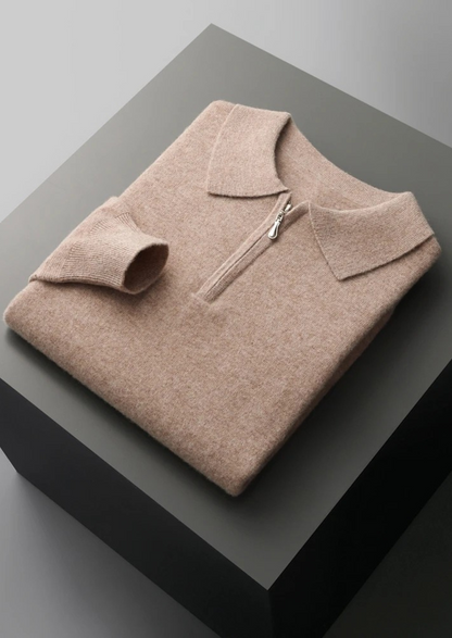 Men's Extra-Fine Merino Wool Half-Zip Polo Sweater – ASCENDARY®