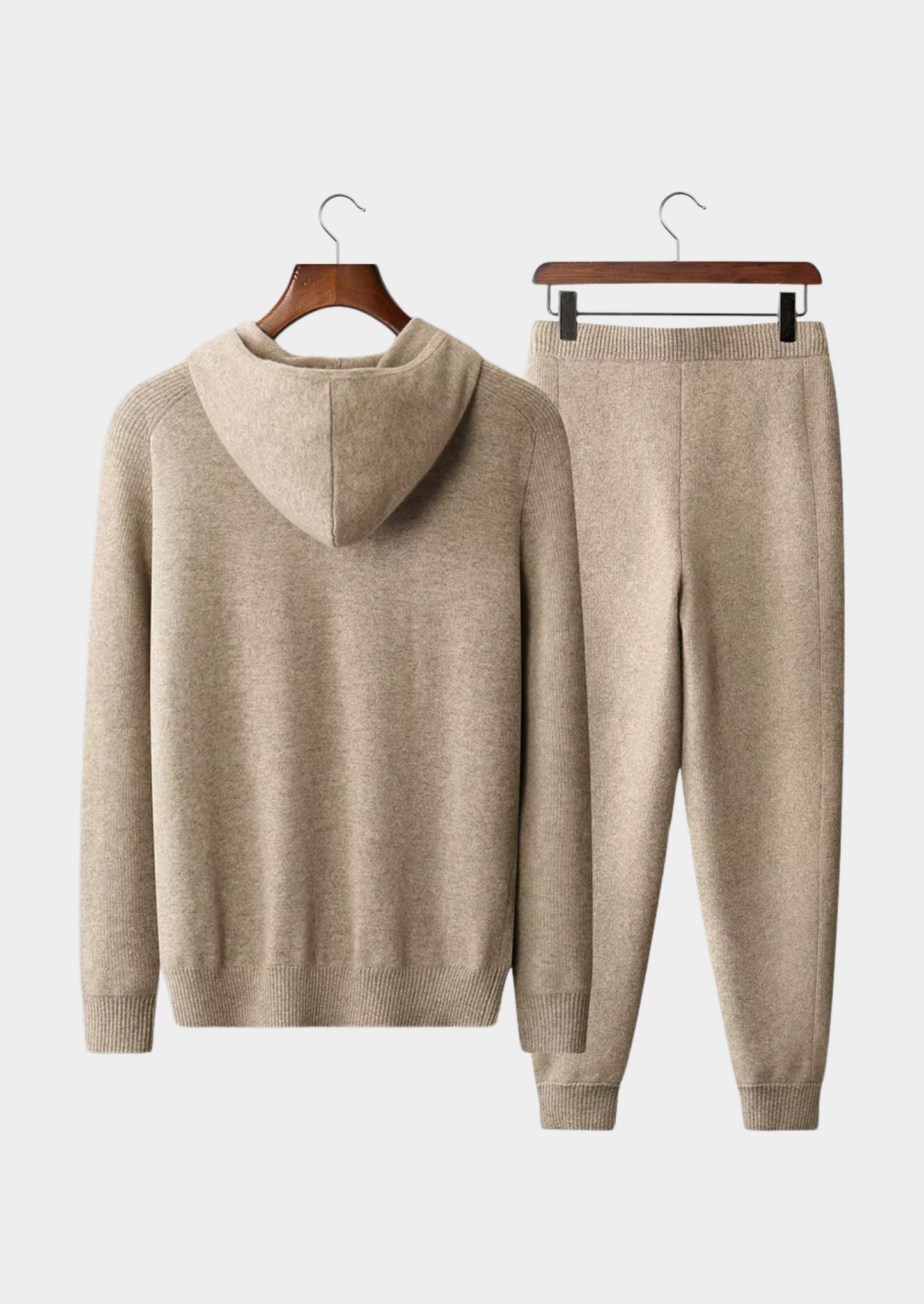 Men's 100% Cashmere Leisure Set – Sand – Hoodie & Joggers – ASCENDARY®