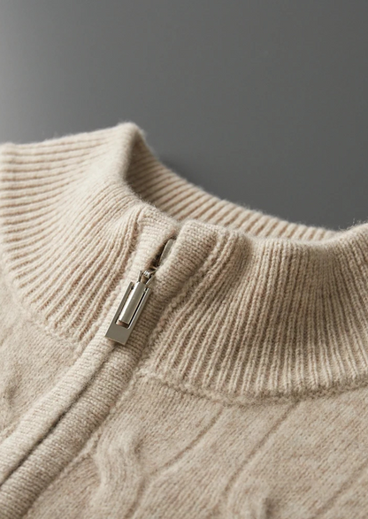 Men's Extra-Fine Merino Wool Cable Half-Zip Sweater – ASCENDARY®