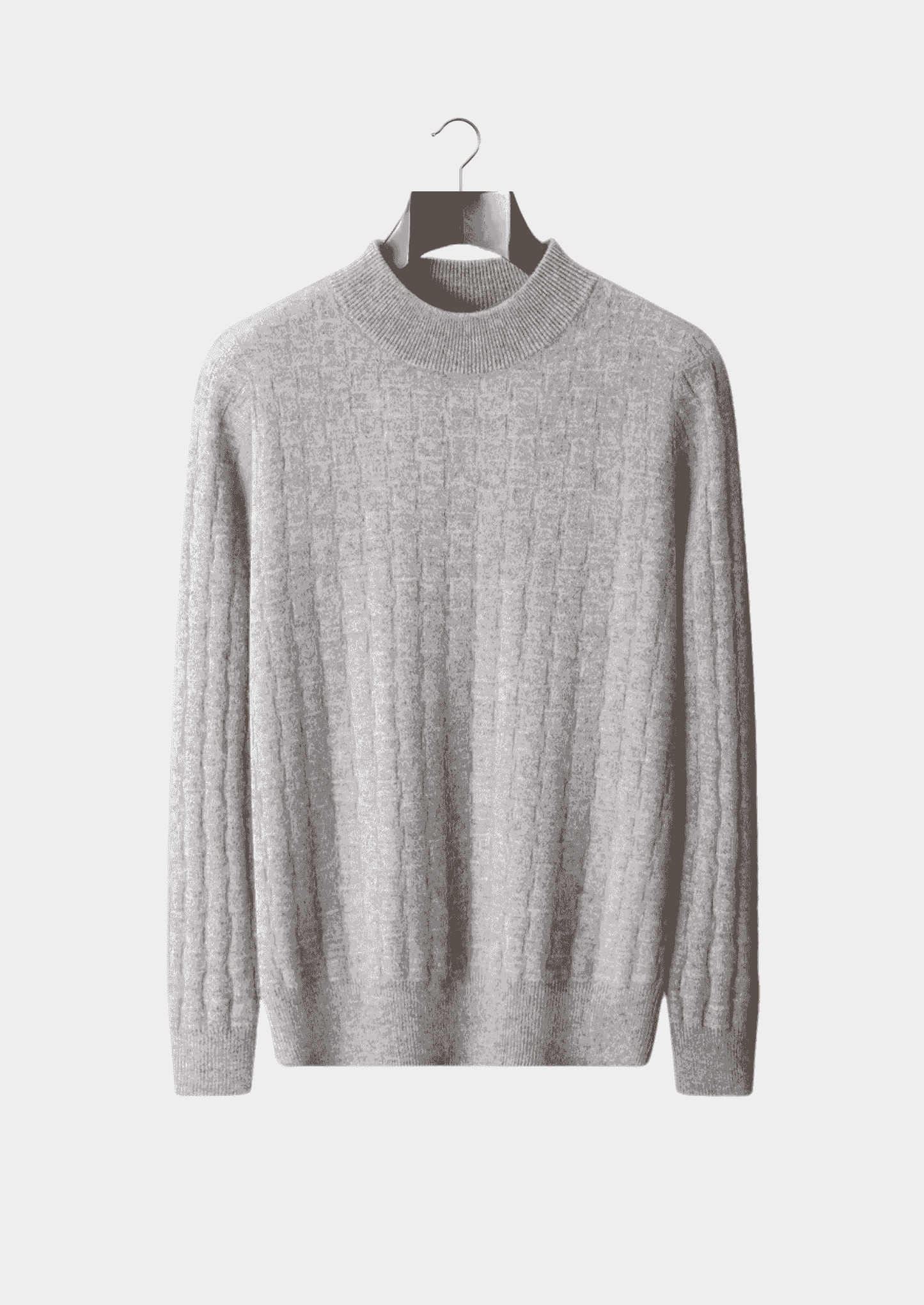 PURE EXTRA-FINE MERINO WOOL TEXTURED MOCKNECK