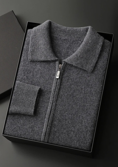 Men's 100% Cashmere Zip Polo Cardigan – Luxury Knitwear – ASCENDARY®
