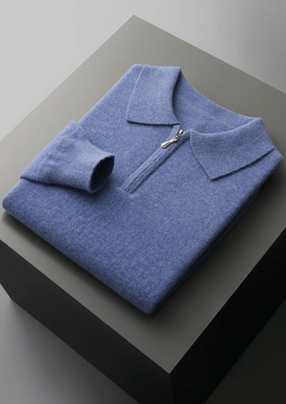 Men's Extra-Fine Merino Wool Half-Zip Polo Sweater – ASCENDARY®