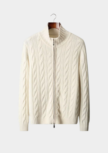 Men's Extra-Fine Merino Wool Dual-Zip Cable Cardigan – ASCENDARY®