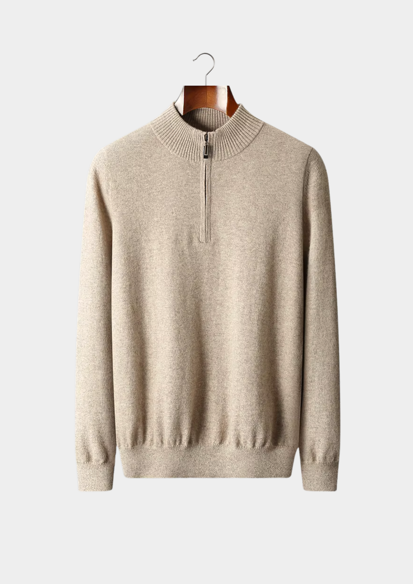 Men's Extra-Fine Merino Wool Half-Zip Pullover – Sand – ASCENDARY®