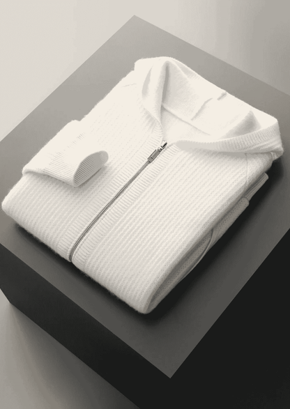 Men's Ribbed Merino Wool Zip Hoodie – Slim Fit Knitwear – ASCENDARY®
