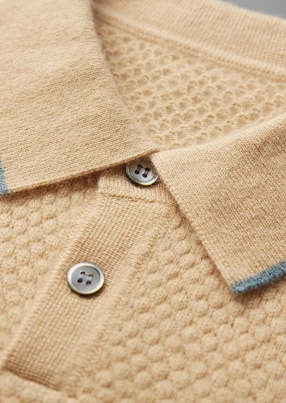 Men's 100% Cashmere Two-Tone Polo Shirt – Luxury Knitwear – ASCENDARY®