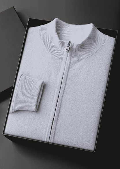 PURE EXTRA-FINE MERINO WOOL ZIP CARDIGAN