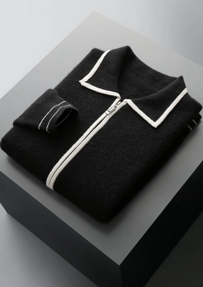 Men's Extra-Fine Merino Wool Two-Tone Polo Cardigan – ASCENDARY®