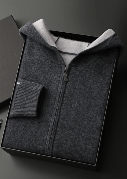 Men's 100% Cashmere Two-Tone Zip Hoodie – Luxury Knitwear – ASCENDARY®