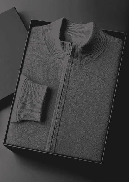 PURE EXTRA-FINE MERINO WOOL ZIP CARDIGAN