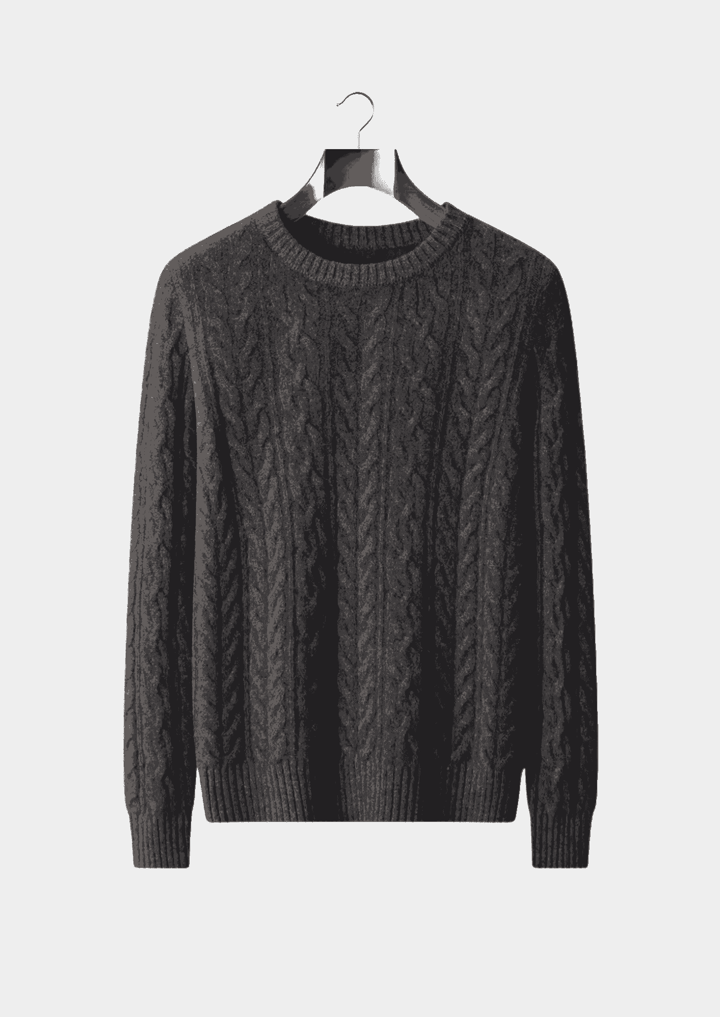 PURE EXTRA-FINE MERINO WOOL CABLE KNIT CREWNECK